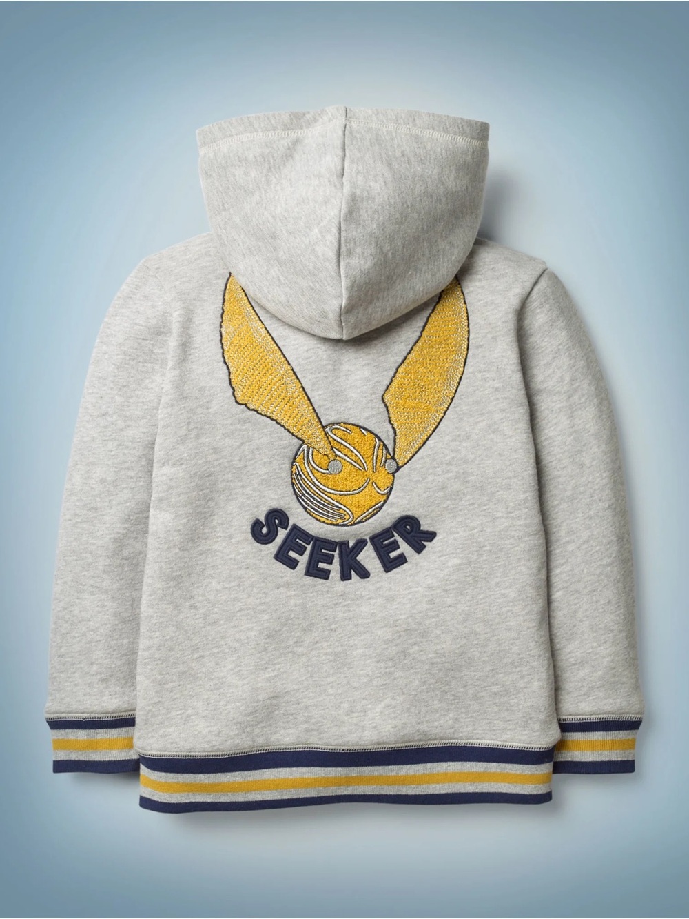Mini Boden Gray Hooded Sweatshirt with Yellow and Navy Accent